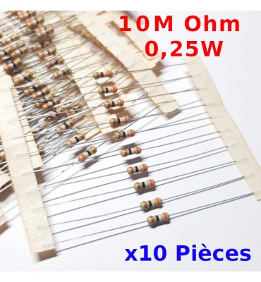 x10 Pcs 10 M Ohm Carbon Resistance , ± 5% 10M 1/4 W 0.25 MF25