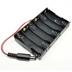6 x AA Battery Case Storage Holder With DC2.1 Power Jack For Arduino