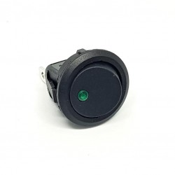 Commutateur à bascule, Rond, led vert lumineuse, SPST, On-Off, 20A 12V
