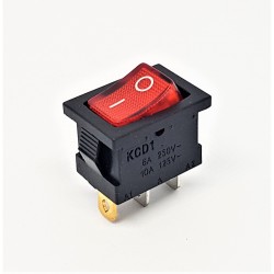 interruttore 20x15mm, rosso brillante, SPST, On-Off, 6A