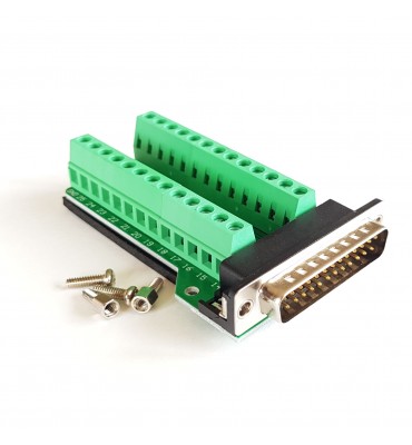 Terminal block to DB25 adapter, 26-pin male plug