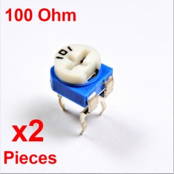 x2 Pcs Resistores VARIABLE 100 Ohm (101) CARBONO HORIZONTAL rm-065