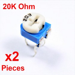 x2 Pcs Resistances VARIABLE 20K Ohm (203) HORIZONTAL CARBONE rm-065
