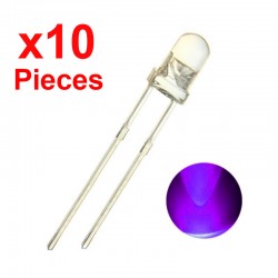 x10 LED 5mm ultravioletti, diodo UV viola ultravioletto