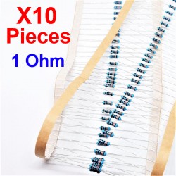 x10 Stk. 1 Ohm, Durchgangsbohrungswiderstand, ± 1% 1R 1/4 W 0,25 MF25
