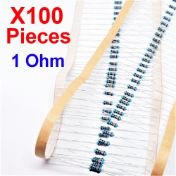 x100 Stk. 1 Ohm, Durchgangsbohrungswiderstand, ± 1% 1R 1/4 W 0,25 MF25