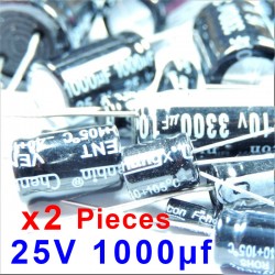 2 Pcs 25V 1000uf ALUMINUM...