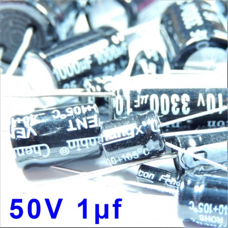 20 Condensateur électrolytique 1uF / 50V 105°C 5x11mm