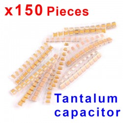 Tantalum capacitor kits 1uf-220uf, 15 Values, 150pcs A Case and B Case