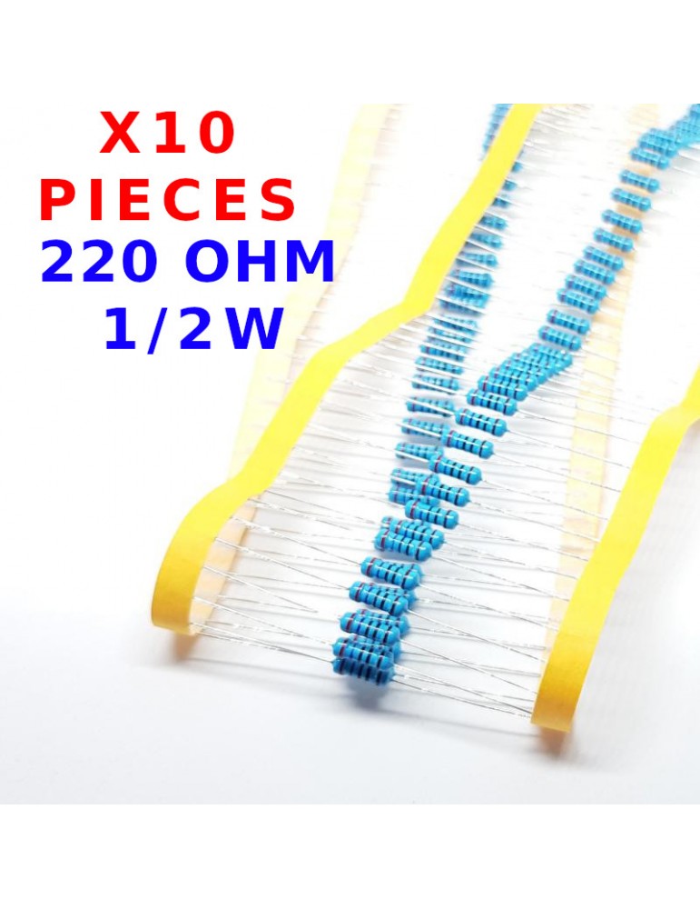 vs-elec x10 Pcs 220 Ohm R/ésistance M/étal traversante /± 1/% 220R 2W