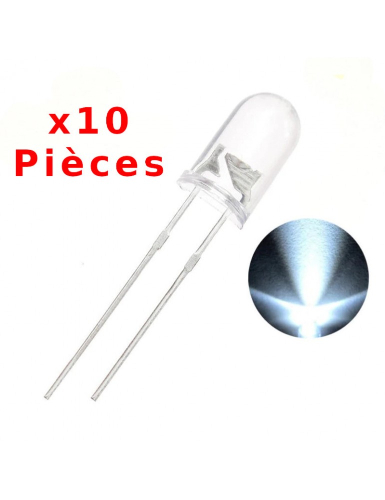 x10 LED ronde blanc chaud de 5 mm diodes 4004Z x10 LED ronde blanc chaud de 5 mm diodes 4004Z