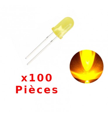 x100 gelbe LED 5mm runde mattierte Diode